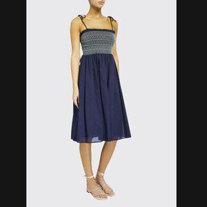 Tory Burch Navy Convertible Smocked Cover-up Dress